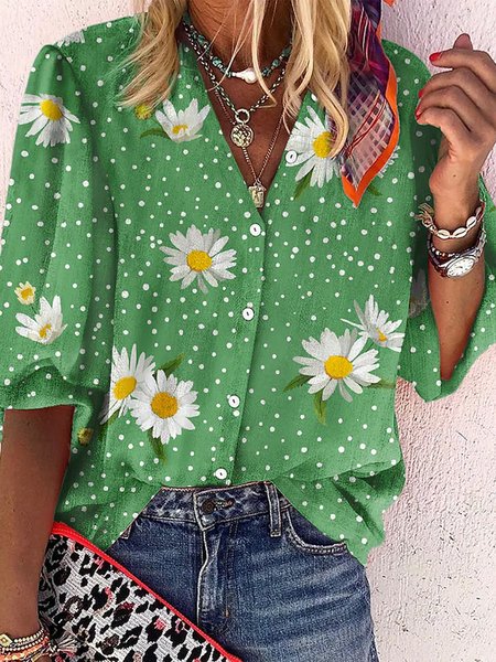 Casual Loosen Buttoned White Button Down Mid Sleeve Blouse, Green, Blouses & Shirts
Casual Loosen Buttoned White Button Down Mid Sleeve Blouse, Green, Blouses & Shirts