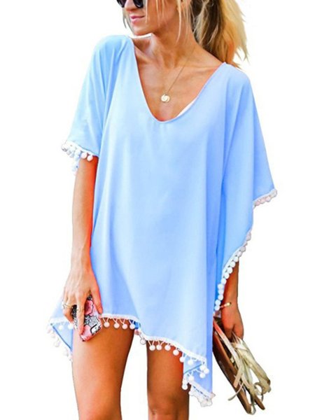 Holiday Chiffon Beach Skirt Blouse Solid Color Tassel Small White Ball Plus Size, Lightblue, swimwear>>Cover Ups
Holiday Chiffon Beach Skirt Blouse Solid Color Tassel Small White Ball Plus Size, Lightblue, swimwear>>Cover Ups