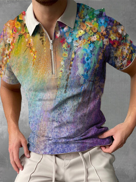 Casual Art Series Oil Painting Floral Elements Lapel Short Sleeve Print POLO Top, Multicolor, Polos
Casual Art Series Oil Painting Floral Elements Lapel Short Sleeve Print POLO Top, Multicolor, Polos