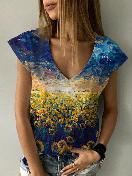 Famous Painting Series Oil Painting Printing Spring New Explosive Value Comfortable Women's Short Sleeve Tops, Multicolor, T-Shirts
Famous Painting Series Oil Painting Printing Spring New Explosive Value Comfortable Women's Short Sleeve Tops, Multicolor, T-Shirts