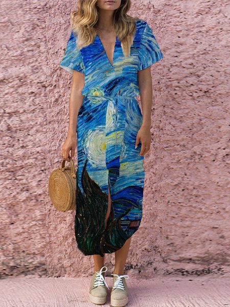 Van Gogh Oil Painting Print Spring New Explosive Value Comfortable Women's Short Sleeve Dress, Multicolor, Dresses
Van Gogh Oil Painting Print Spring New Explosive Value Comfortable Women's Short Sleeve Dress, Multicolor, Dresses