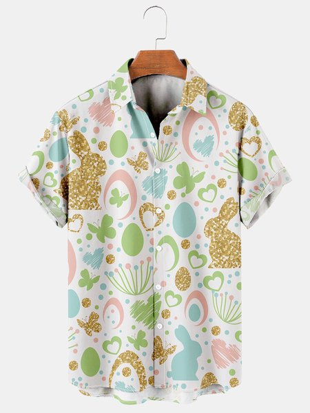 Casual Style Holiday Series Easter Bunny And Egg Elements Lapel Short-Sleeved Printed Shirt Top, As picture, Men's Floral shirt
Casual Style Holiday Series Easter Bunny And Egg Elements Lapel Short-Sleeved Printed Shirt Top, As picture, Men's Floral shirt
