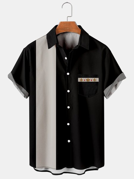 Casual Art Collection Striped Geometric Lapel Short Sleeve Printed Shirt Top, Black, Men's Floral shirt
Casual Art Collection Striped Geometric Lapel Short Sleeve Printed Shirt Top, Black, Men's Floral shirt