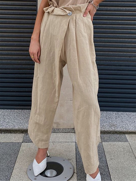 Linen and cotton style casual 9-point straight-leg pants with inverted pleats on both sides, Apricot, Pants
Linen and cotton style casual 9-point straight-leg pants with inverted pleats on both sides, Apricot, Pants