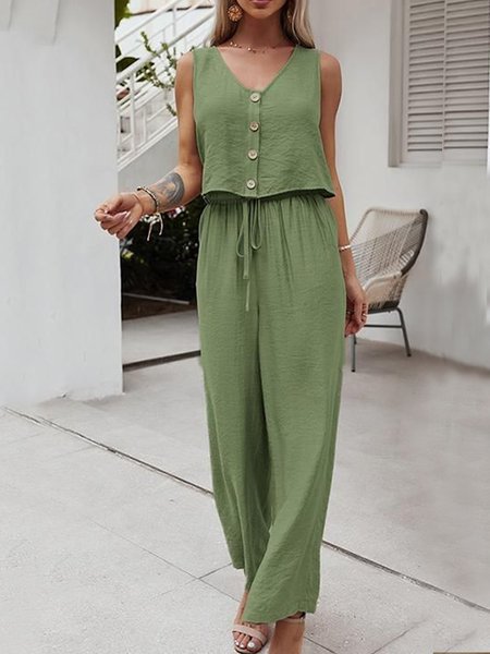 Plain color no pattern nail buckle elastic waist rayon crepe army green upper and lower two-piece set Plus Size, Suits
Plain color no pattern nail buckle elastic waist rayon crepe army green upper and lower two-piece set Plus Size, Suits