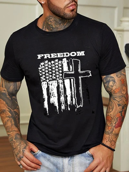 Easter American Flag Cross Letter Print Men's Casual Short Sleeve T-Shirt, Black, T-Shirts
Easter American Flag Cross Letter Print Men's Casual Short Sleeve T-Shirt, Black, T-Shirts