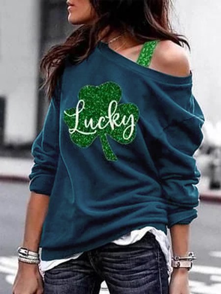 Letter One Shoulder Loosen Long sleeve tops, Deep blue, Long sleeve tops
Letter One Shoulder Loosen Long sleeve tops, Deep blue, Long sleeve tops