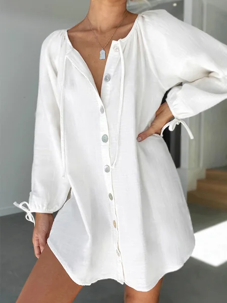 Solid Cotton Loosen Buttoned Raglan Sleeve Crew Neck Tunic Shirts & Tops, White, Blouses & Shirts
Solid Cotton Loosen Buttoned Raglan Sleeve Crew Neck Tunic Shirts & Tops, White, Blouses & Shirts
