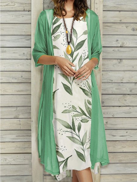 Romantic Leaves Floral Casual Loosen Two Piece Sets, White-green, Two-piece Outfits
Romantic Leaves Floral Casual Loosen Two Piece Sets, White-green, Two-piece Outfits