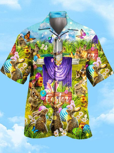 Mens Easter Print Casual Breathable Short Sleeve Shirt, As picture, Men's Floral shirt
Mens Easter Print Casual Breathable Short Sleeve Shirt, As picture, Men's Floral shirt