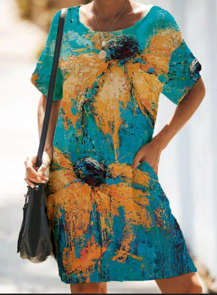 Floral Printing Vacation Regular Fit Short Sleeve Casual Mini Dress, Blue, Dresses
Floral Printing Vacation Regular Fit Short Sleeve Casual Mini Dress, Blue, Dresses