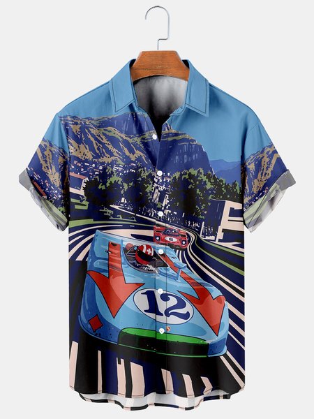 Men's Racing Print Casual Short Sleeve Breathable Hawaiian Shirt, Blue, Men's Floral shirt
Men's Racing Print Casual Short Sleeve Breathable Hawaiian Shirt, Blue, Men's Floral shirt