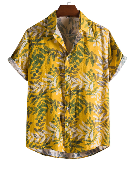 Cotton Linen Style Short Sleeve Floral Yellow Casual Year Print Lapel Shirt, Men's Floral shirt
Cotton Linen Style Short Sleeve Floral Yellow Casual Year Print Lapel Shirt, Men's Floral shirt