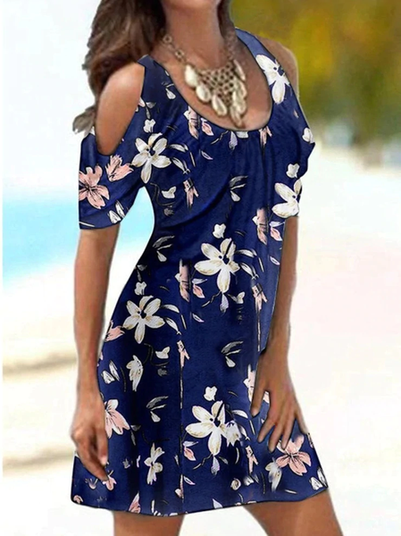 Crew Neck Vacation Cotton Blends Short Sleeve Knit Dress, Deep blue, Dresses
Crew Neck Vacation Cotton Blends Short Sleeve Knit Dress, Deep blue, Dresses