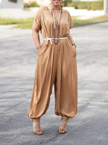 Summer Short sleeve Slightly stretchy Shirt Collar Jumpsuit & Romper Daily, Khaki, Jumpsuits
Summer Short sleeve Slightly stretchy Shirt Collar Jumpsuit & Romper Daily, Khaki, Jumpsuits