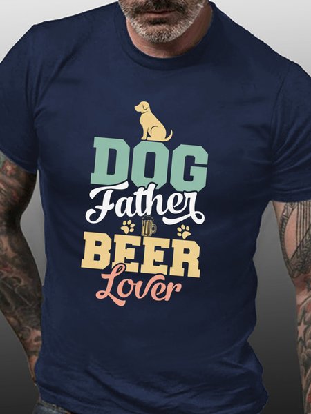 The Dog Father Beer Lover Casual T-shirt, Purplish blue, T-shirts