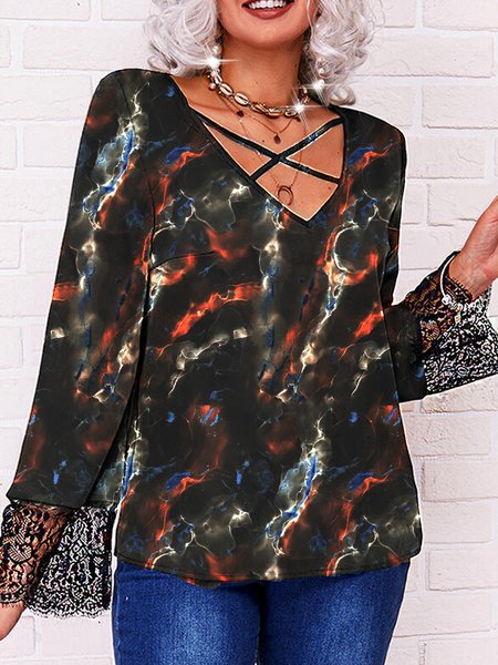 Gradient printed lace stitching spring new hot discount super nice casual ladies top, Multicolor, Long sleeve tops
Gradient printed lace stitching spring new hot discount super nice casual ladies top, Multicolor, Long sleeve tops