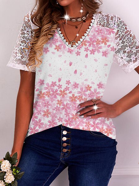 Floral print lace stitching spring new hot discount super nice casual ladies top, Multicolor, T-Shirts
Floral print lace stitching spring new hot discount super nice casual ladies top, Multicolor, T-Shirts