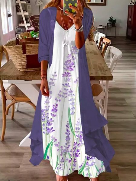 Two-piece sleeveless v-neck printed dress with three-quarter sleeve jacket, As picture, Maxi Dresses
Two-piece sleeveless v-neck printed dress with three-quarter sleeve jacket, As picture, Maxi Dresses