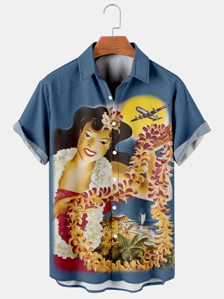 Mens Retro Hawaiian Poster Print Casual Breathable Short Sleeve Hawaiian Shirts, Blue, Men's Floral shirt
Mens Retro Hawaiian Poster Print Casual Breathable Short Sleeve Hawaiian Shirts, Blue, Men's Floral shirt