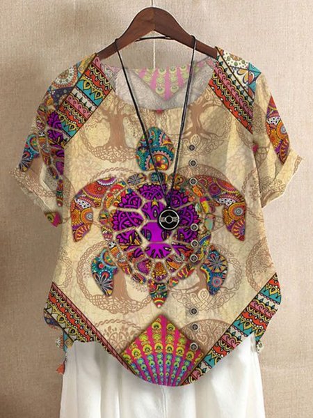 Sea Turtle Mandala Short Sleeves Crew Neck Plus Size Casual Tops, Multicolor, Tops
Sea Turtle Mandala Short Sleeves Crew Neck Plus Size Casual Tops, Multicolor, Tops