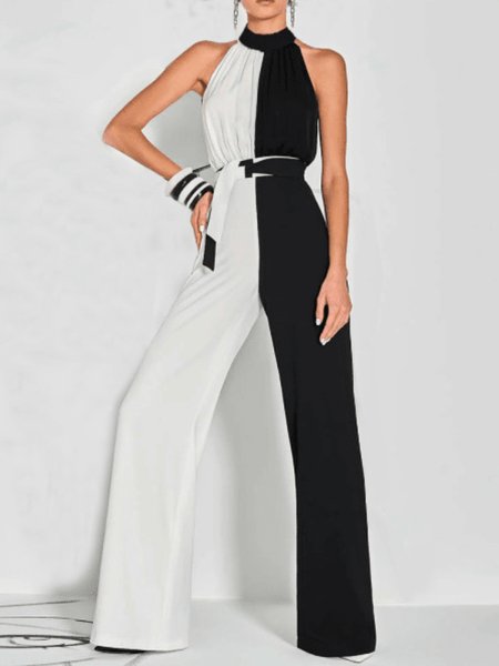 Summer Color Block Regular Fit Stand Collar Lightweight Jumpsuit & Romper, Black-white, Jumpsuits
Summer Color Block Regular Fit Stand Collar Lightweight Jumpsuit & Romper, Black-white, Jumpsuits