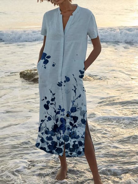 Floral Print Cotton Linen Style Spring New Hot Deals Super Nice Casual Ladies Dress, Blue, Midi Dresses
Floral Print Cotton Linen Style Spring New Hot Deals Super Nice Casual Ladies Dress, Blue, Midi Dresses