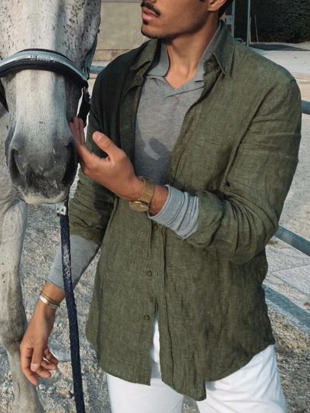 Cotton Linen Style American Casual Basic Versatile Linen Shirt, Green, Blouses&Shirts
Cotton Linen Style American Casual Basic Versatile Linen Shirt, Green, Blouses&Shirts
