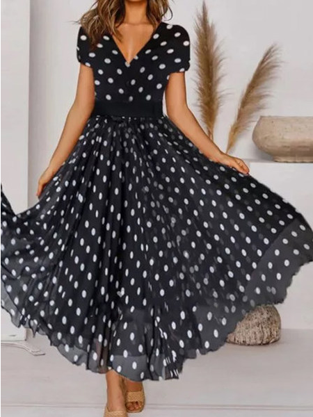 Polka Dots V Neck Vacation Loosen Short Sleeve Women Dress, Multicolor, Dresses
Polka Dots V Neck Vacation Loosen Short Sleeve Women Dress, Multicolor, Dresses