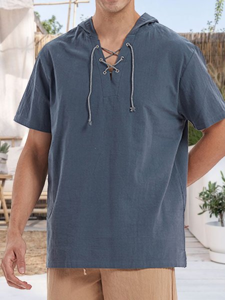 Men's Cotton Linen Vintage Medieval Loose Hooded Shirt, Blue, Shirts & Blouse
Men's Cotton Linen Vintage Medieval Loose Hooded Shirt, Blue, Shirts & Blouse