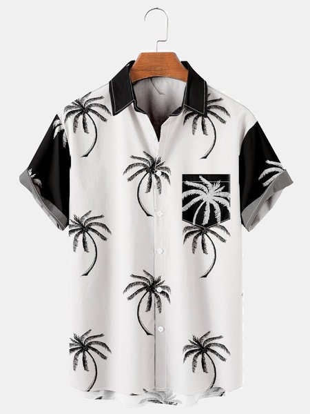 Mens Coconut Tree Print Casual Breathable Short Sleeve Shirt, Black-white, Men's Floral shirt
Mens Coconut Tree Print Casual Breathable Short Sleeve Shirt, Black-white, Men's Floral shirt