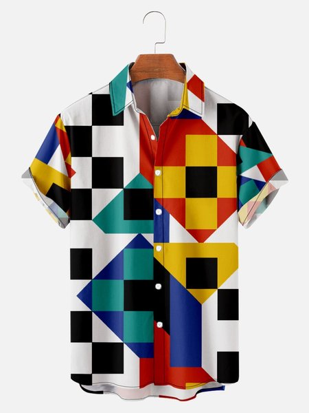 Mens Colorful Plaid Print Loose Short Sleeve Hawaiian Shirts, White, Men's Floral shirt
Mens Colorful Plaid Print Loose Short Sleeve Hawaiian Shirts, White, Men's Floral shirt