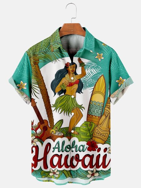 Men's Hula Beauty Print Casual Vacation Short Sleeve Hawaiian Shirt, Green, Men's Floral shirt
Men's Hula Beauty Print Casual Vacation Short Sleeve Hawaiian Shirt, Green, Men's Floral shirt