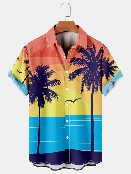 Mens Coconut Tree Print Casual Breathable Hawaiian Short Sleeve Shirt, Blue, Men's Floral shirt
Mens Coconut Tree Print Casual Breathable Hawaiian Short Sleeve Shirt, Blue, Men's Floral shirt