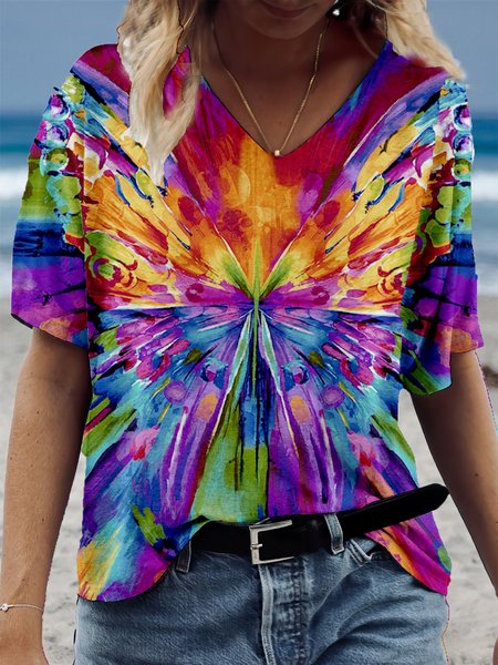 Gradient Tie-Dye Butterfly Print Spring New Arrivals, Super Good-looking Women's Casual T-Shirts, Multicolor, T-Shirts
Gradient Tie-Dye Butterfly Print Spring New Arrivals, Super Good-looking Women's Casual T-Shirts, Multicolor, T-Shirts
