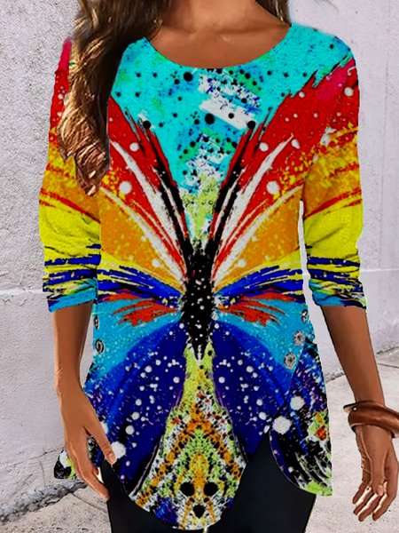 Gradient Tie-Dye Butterfly Print Spring New Explosive Models Super Good-looking Ladies Tops, Multicolor, Long sleeve tops
Gradient Tie-Dye Butterfly Print Spring New Explosive Models Super Good-looking Ladies Tops, Multicolor, Long sleeve tops