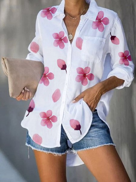 Casual Floral Pocket Loosen Shirt Collar Long Sleeve Blouse, White, Blouses & Shirts
Casual Floral Pocket Loosen Shirt Collar Long Sleeve Blouse, White, Blouses & Shirts