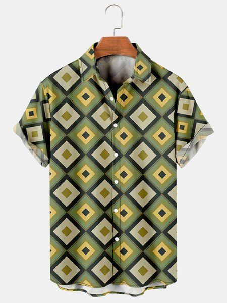 Mens Retro Geo Print Lapel Loose Short Sleeve Funky Hawaiian Shirts, Green, Men's Floral shirt
Mens Retro Geo Print Lapel Loose Short Sleeve Funky Hawaiian Shirts, Green, Men's Floral shirt