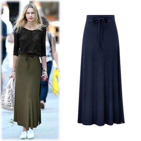 Cozy Casual Long Skirt, Purplish blue, Bottoms