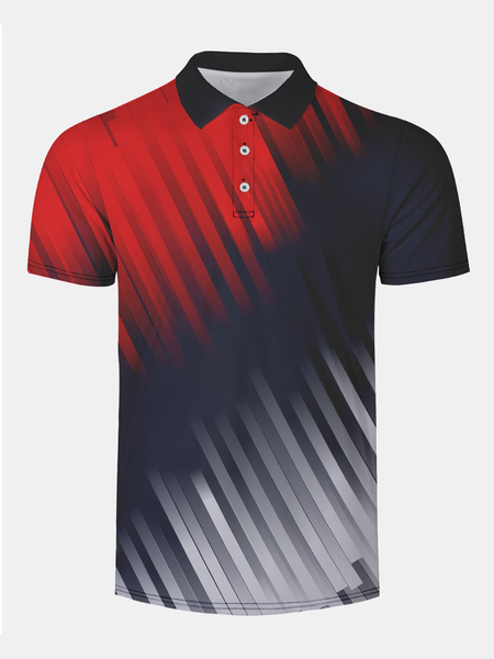 Casual Art Series Gradient Geometric Stripes Lapel Short Sleeve Polo Print Top, Black, Men's t-shirts
Casual Art Series Gradient Geometric Stripes Lapel Short Sleeve Polo Print Top, Black, Men's t-shirts