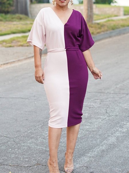 Summer Lightweight High Stretch Color Block Short Sleeve Knit Daily Dress, As picture, Midi Dresses
Summer Lightweight High Stretch Color Block Short Sleeve Knit Daily Dress, As picture, Midi Dresses
