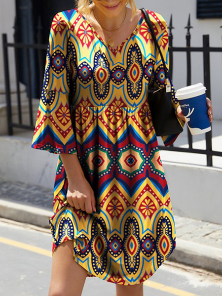 Yellow & Red Abstract Floral Flare Sleeve Dress V Neck Casual Long Sleeve Knit Dress, Dresses
Yellow & Red Abstract Floral Flare Sleeve Dress V Neck Casual Long Sleeve Knit Dress, Dresses