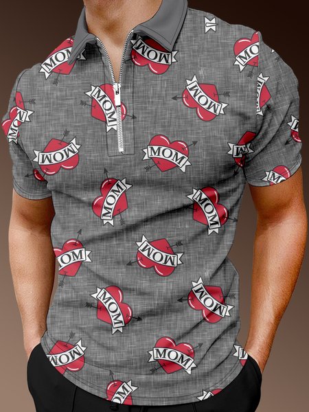 Casual Style Festival Series Love And English Elements Lapel Short-Sleeved Polo Print Top, Deep gray, Men's t-shirts
Casual Style Festival Series Love And English Elements Lapel Short-Sleeved Polo Print Top, Deep gray, Men's t-shirts