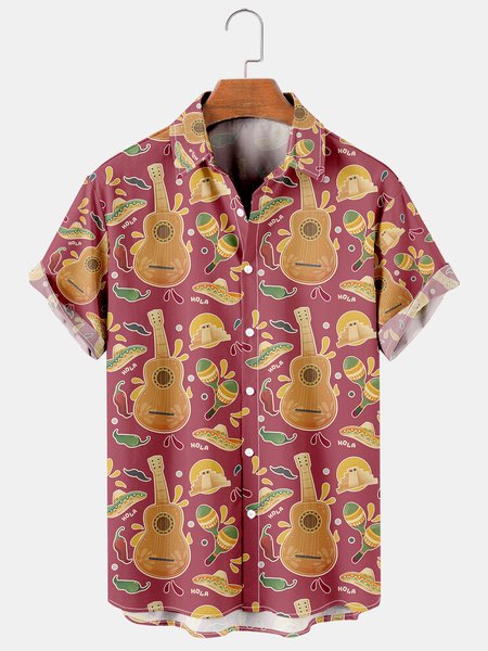 Mexican Straw Hat Graphic Men's Casual Short Sleeve Shirt, Red brown, Men's Floral shirt
Mexican Straw Hat Graphic Men's Casual Short Sleeve Shirt, Red brown, Men's Floral shirt