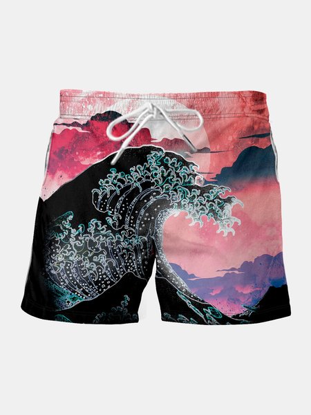 Ocean Graphics Men's Beach Shorts, Red, Men's shorts