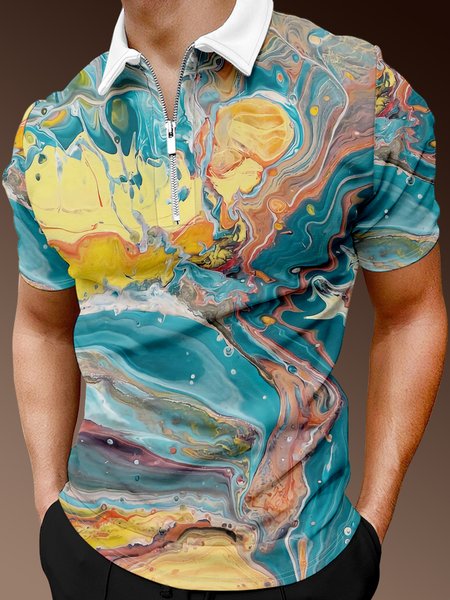 Casual Art Series Stone Gradient Gradient Lapel Short Sleeve Polo Print Top, Blue, Men's t-shirts
Casual Art Series Stone Gradient Gradient Lapel Short Sleeve Polo Print Top, Blue, Men's t-shirts