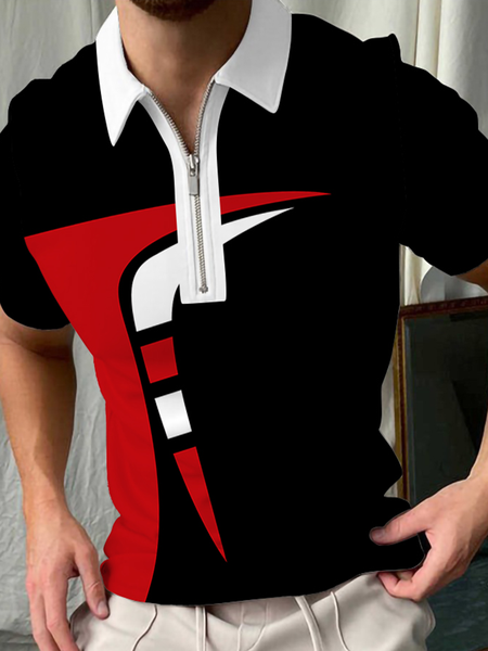 Casual Art Collection Geometric Striped Color Block Lapel Short Sleeve Polo Print Top, Black, Men's t-shirts
Casual Art Collection Geometric Striped Color Block Lapel Short Sleeve Polo Print Top, Black, Men's t-shirts