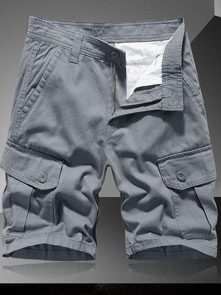 Men's Loose Multi-pocket Cargo Shorts, Gray, Men's shorts