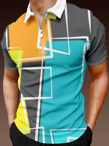 Casual Art Collection Abstract Geometric Color Block Lapel Short Sleeve Polo Print Top, Blue, Men's t-shirts
Casual Art Collection Abstract Geometric Color Block Lapel Short Sleeve Polo Print Top, Blue, Men's t-shirts