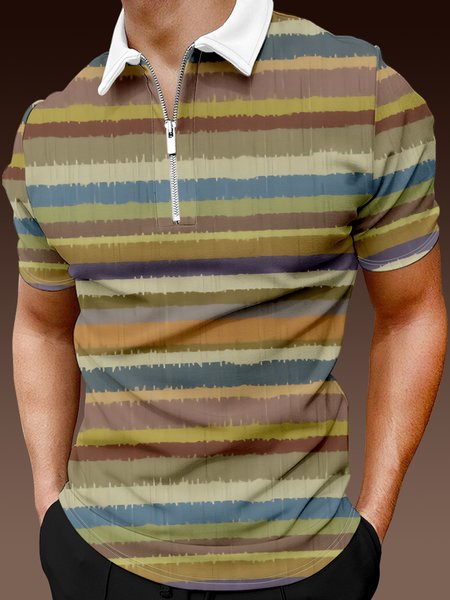 Casual Art Collection Geometric Striped Lapel Short Sleeve Polo Print Top, Multicolor, Men's t-shirts
Casual Art Collection Geometric Striped Lapel Short Sleeve Polo Print Top, Multicolor, Men's t-shirts